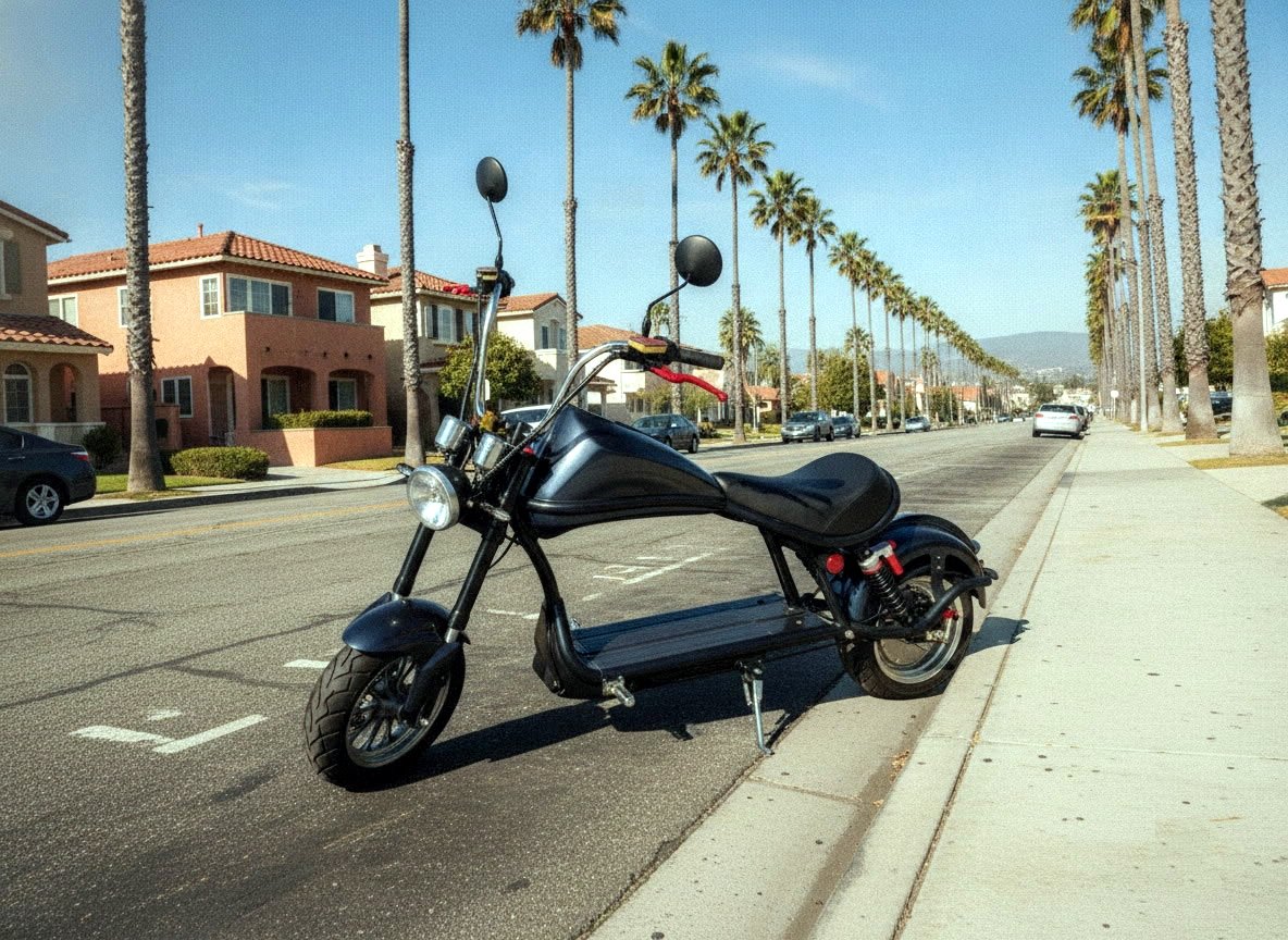 NEW 2000W Electric Wide Tire Scooter Chopper / Harley Design Motorcycle Bike 20AH Midnight Grey