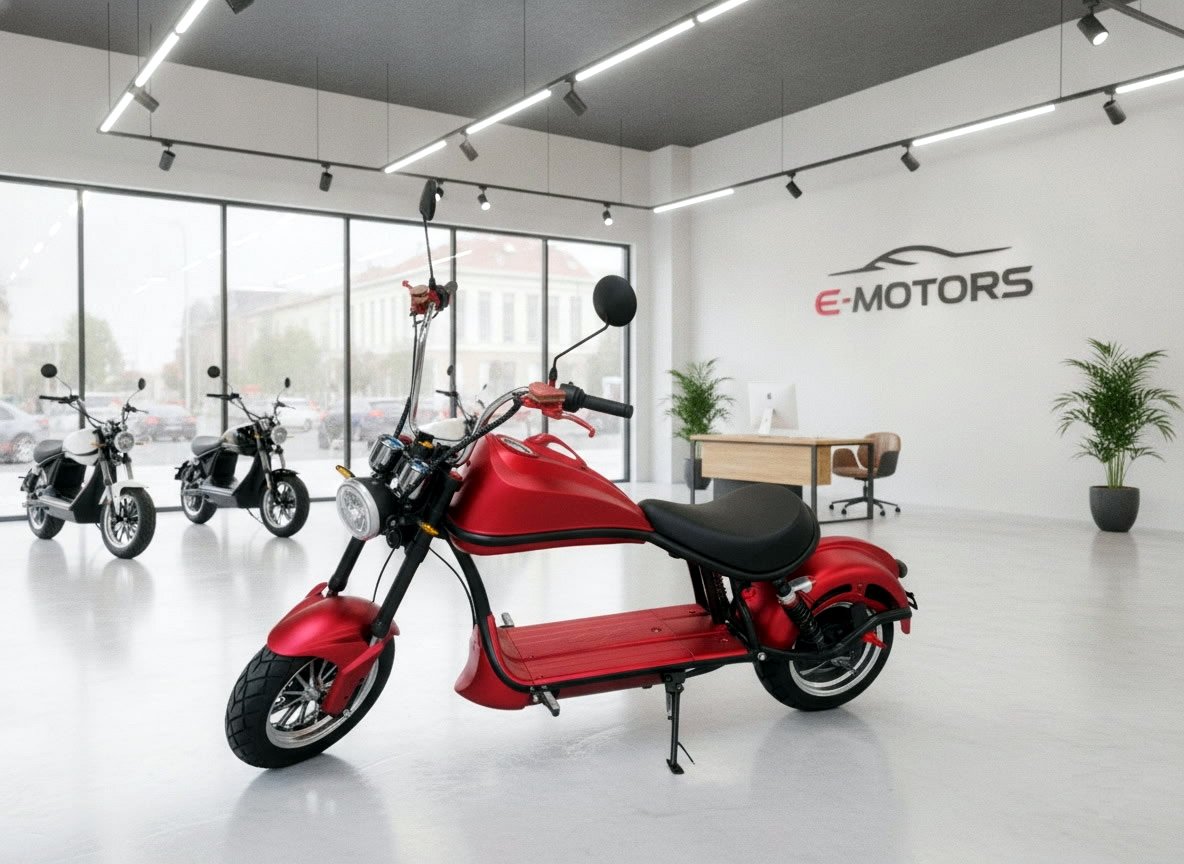 NEW 3000W Electric Wide Tire Scooter Chopper / Harley Design Motorcycle Bike 30AH Oxblood Red