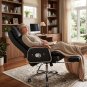 NEW Heated Swivel Back + Neck Massage Recliner Office Chair with Foot Rest Black Solid Wood Arms