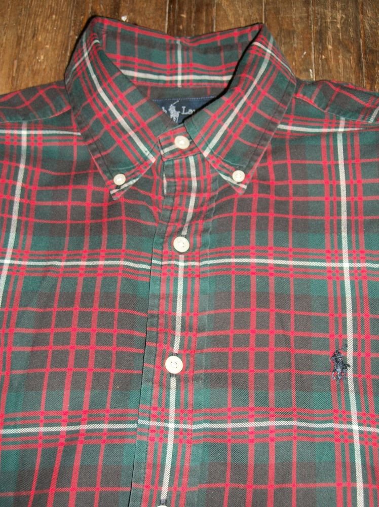 Ralph Lauren Blaire Men's M Cotton Long Sleeve Button Front Plaid Shirt