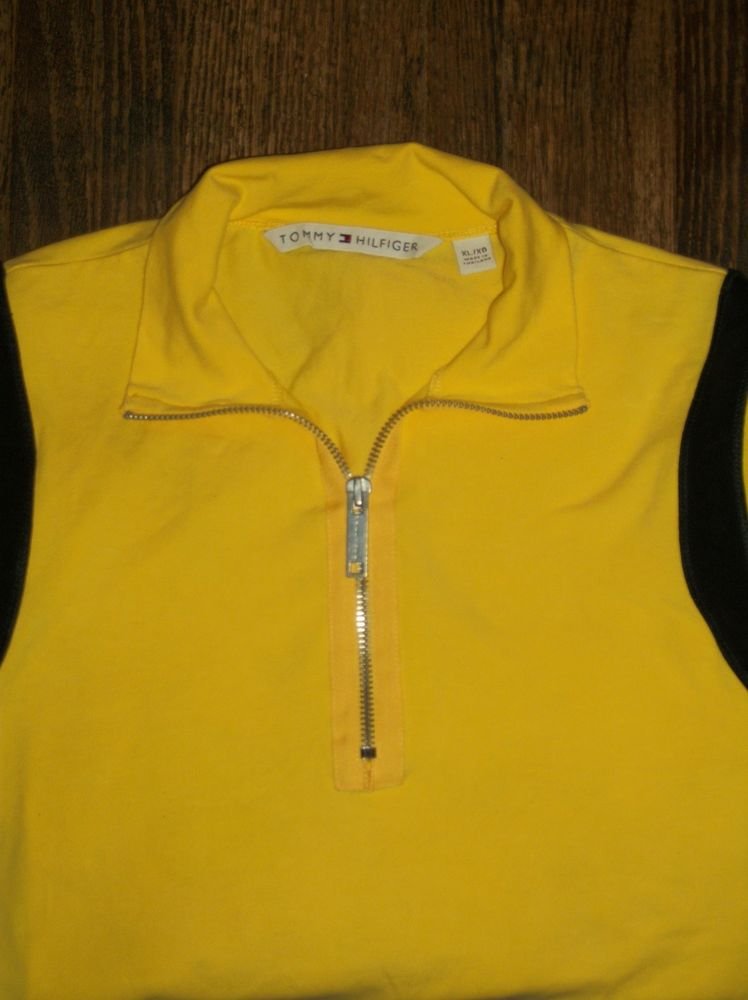 Tommy Hilfiger Quarter-Zip Shirt Men's Size XL Long Sleeve Cotton Yellow