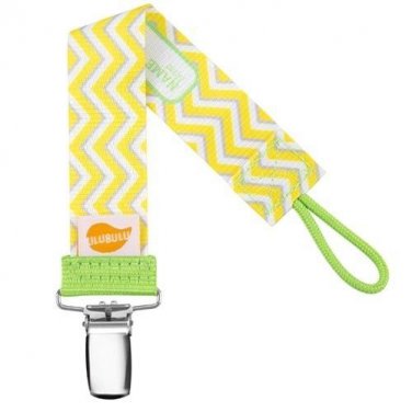 Yellow Chevron Personalized Pacifier Clip - Yellow, Unisex