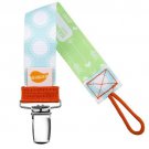 Blue Polka Dot Personalized Pacifier Clip - Blue, Boys