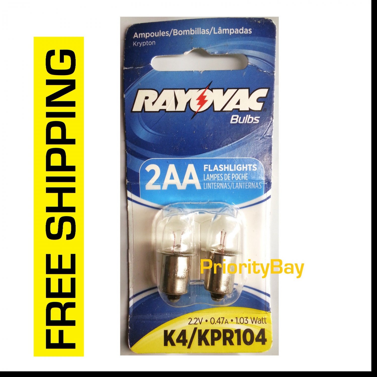 Rayovac Flashlight Bulbs KRYPTON K4/KPR104 1.03W 2.2V 0.47A Replacement