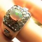 Australian Silver 925 RING 8.75 BLACK OPAL WHITE GOLD REAL small natural BOLD