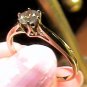 Solid 9k 375 yellow GOLD Ring 8 Natural white Sapphire estate solitaire wedding