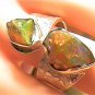 AUSTRALIAN Silver RING SOLID ROUGH OPAL DUO 6 NATURAL STERLING 925 ARTISNAL NICE