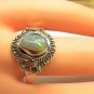 AUSTRALIAN Silver RING SOLID ROUGH OPAL ESTATE 9 NATURAL STERLING 925 SMALL BLUE