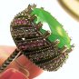 VINTAGE ANTIQUE EMERALD SILVER RING 9.5 MEDIEVAL NATURAL SAPPHIRE STERLING 925