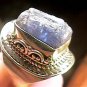 ROUGH RING 7 REAL NATURAL tanzanite BIG SILVER 925 OLD VINTAGE HEALTH RARE