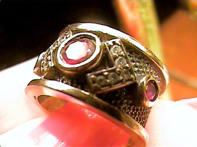 VINTAGE ANTIQUE SILVER RING band 5 MEDIEVAL ruby SAPPHIRE STERLING 925 rare