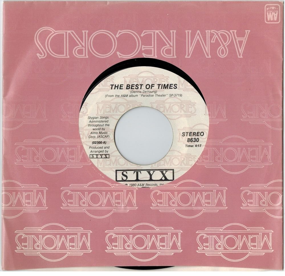 Styx - The Best Of Times / Too Much Time On My Hands (2 HITS ON 1) 45 RPM RECORD