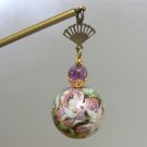 Japanese Hair Pin KANZASHI Purple Flower Luxury Natural Amethyst Kimono Japan