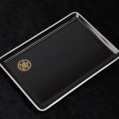 Obon Takaoka Lacquer Japanese Emblem Kamon Small Tray Black Made in Japan