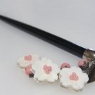 Japanese Hair Pin KANZASHI SAKURA Natural Deep Sea Coral Kimono Made In Japan