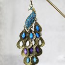 Japanese Hair Pin KANZASHI Natural Stone Amethyst Peacock Kimono Made In Japan
