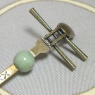 Japanese Hair Pin KANZASHI Shamisen Natural Jade Kimono Geisha Made in Japan