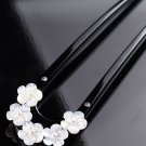 Japanese Hair Pin KANZASHI Natural Mother of Pearl Flower Swarovski Kimono Japan