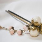Japanese Hair Pin KANZASHI Natural White Coral White Plum Kimono Made in Japan