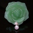 Japanese Sash Clip OBIDOME Rose Jade AKOYA Freshwater Pearl Kimono Japan