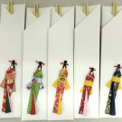 Lot of 5 Wood Chopsticks and Paper Sleeves Washi Origami Geisha Handmade Japan