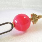 Japanese Hair Pin KANZASHI Pink Natural Stone Banded Agate Geisha Kimono Japan