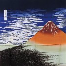 Japanese Wrapping Cloth FUROSHIKI 28" Edo Ukiyoe Red Mt.Fuji Made in Japan