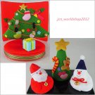 Set of 2 Japanese Chirimen Silk Fabric Christmas Ornaments Tree,Snowman,Santa