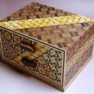 Japanese Yosegi Natural Wooden Chest With Two Drawers Made in Hakone Japan