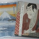 Set of 2 Ukiyoe Handkerchief Sharaku Kabuki Hokusai Mt.Fuji Edo Made in Japan #g
