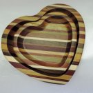 Lot of 2 Japanese Yosegi Wooden Plate Heart Accessory Case Edo Made in Japan