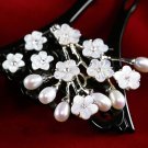 Japanese Hair Pin KANZASHI Natural Mother of Pearl Flowers Fan Kimono Japan