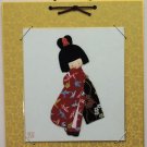 Japanese Art Silk Fabric Cloth Kimono Girl Maiko With Frame Handmade From Japan