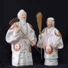 Japanese Vintage Dolls Okina & Ona Kutani Porcelain Figure Crane Kimono Japan