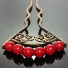 Japanese Hair Pin KANZASHI High-quality Natural Dyed Coral Kimono Made In Japan