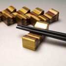 Japanese YOSEGI Chopsticks Rest 5 piece Natural Wood Check Pattern Made in Japan