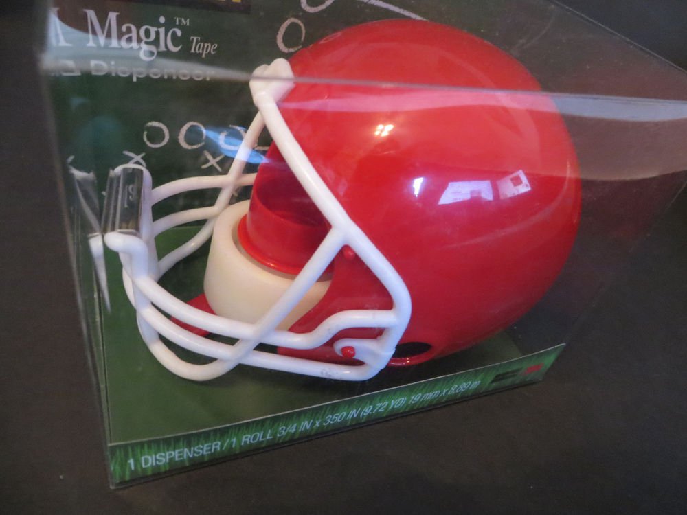 3m scotch Magic Tape Dispenser red Football Helmet sports coach theme