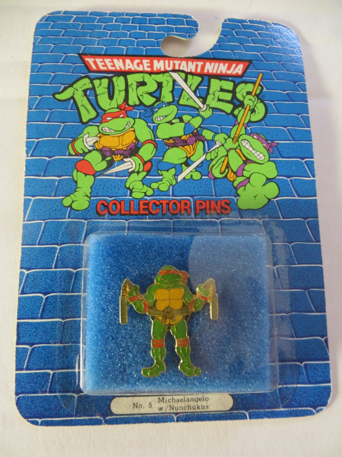 ninja turtles collector lapel pin michaelangelo nunchukus no. 5 number 5