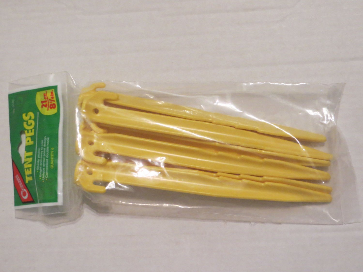 12 coghlans bright plastic tent stakes 8" inch 21 cm double hook 0189