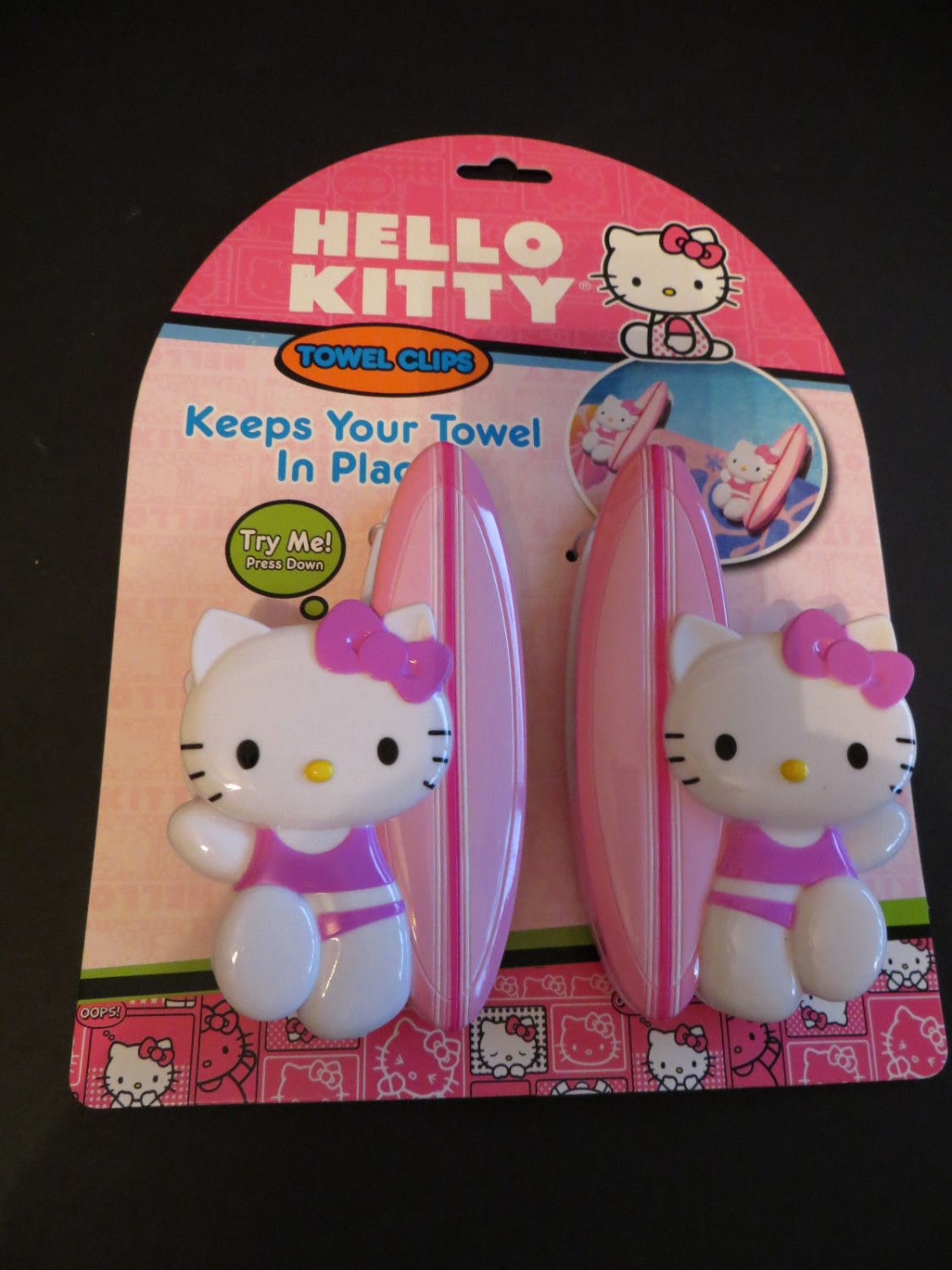 4 Hello Kitty Towel Clip Hanger Beach Pool Gear Pink Cat Cloth Hanger