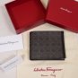 SALVATORE FERRAGAMO WALLET $295 DARK BROWN LOGO GANCINI CALFSKIN WALLET NEW
