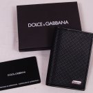 DOLCE & GABBANA WALLET $265 BLACK PATTERNED CALFSKIN LOGO ORNAMENT CARDCASE NEW