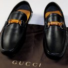 GUCCI SHOES $540 BLACK LOGO BAMBOO HORSE BIT ORNAMENTED VAMP DRIVER 7 40 NEW