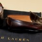 RALPH LAUREN SHOES $650 DARK BROWN BURNISHED CALFSKIN PENNY LOAFER 11 44e NEW