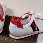 GUCCI SHOES $545 WHITE/RED LOGO EMBOSSED WEB STRIPE SIDE TRAINERS 10.5 43.5 NEW