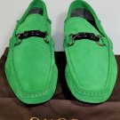 GUCCI SHOES $545 GREEN LOGO BAMBOO HORSEBIT ORNAMENTED VAMP DRIVER 12 45 NEW
