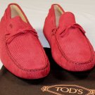 TOD'S SHOES $495 DARK ORANGE LOGO EMBOSSED PEBBLE SOLE DRIVERS 11.5 44.5  NEW