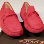 TOD'S SHOES $495 DARK ORANGE LOGO EMBOSSED PEBBLE SOLE DRIVERS 11.5 44.5  NEW