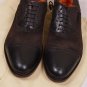 SANTONI SHOES $1080 DARK BROWN CAPTOE OXFORD HANDMADE DRESS SHOE 12 45e NEW
