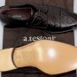 A. TESTONI SHOES $1190 DK BROWN OSTRICH SKIN HANDMADE CAPTOE DERBY 9.5 42.5 NEW